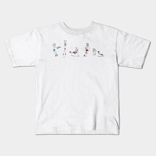 Rugby stick figures Kids T-Shirt by dizzycat-biz